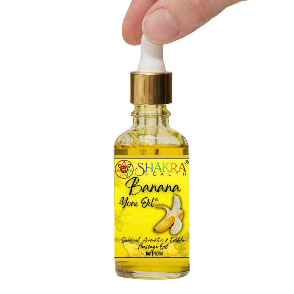 Buy Banana Flavoured Yoni Oil. Body Massage, Lubricate, Moisturise & PH Balance - Edible Yoni Oils for him, or her, not only taste & smell great, but make egg insertion a breeze & liven up your romantic moments. Get ready to feel confident & daring together (or alone!), with the perfect blend of oils designed to stimulate, soothe, nourish & revive dry / itchy skin. Let the blend work its magic & feel alive! at Sacred Remedy Online