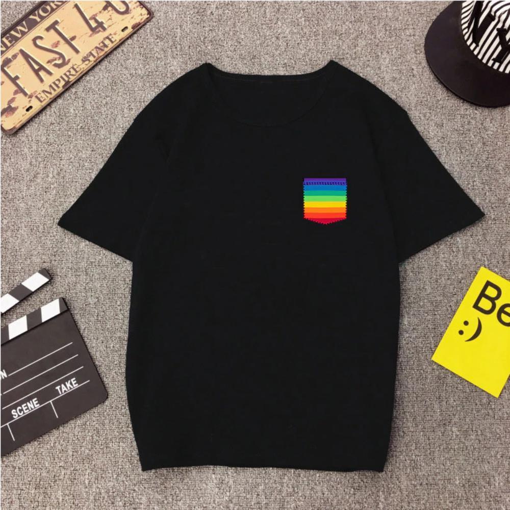 Buy Black Gay Pride Printed Rainbow Flag Pocket Tshirt | Apparel - at Sacred Remedy Online