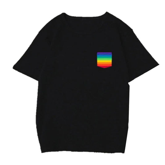 Buy Black Gay Pride Printed Rainbow Flag Pocket Tshirt | Apparel - at Sacred Remedy Online