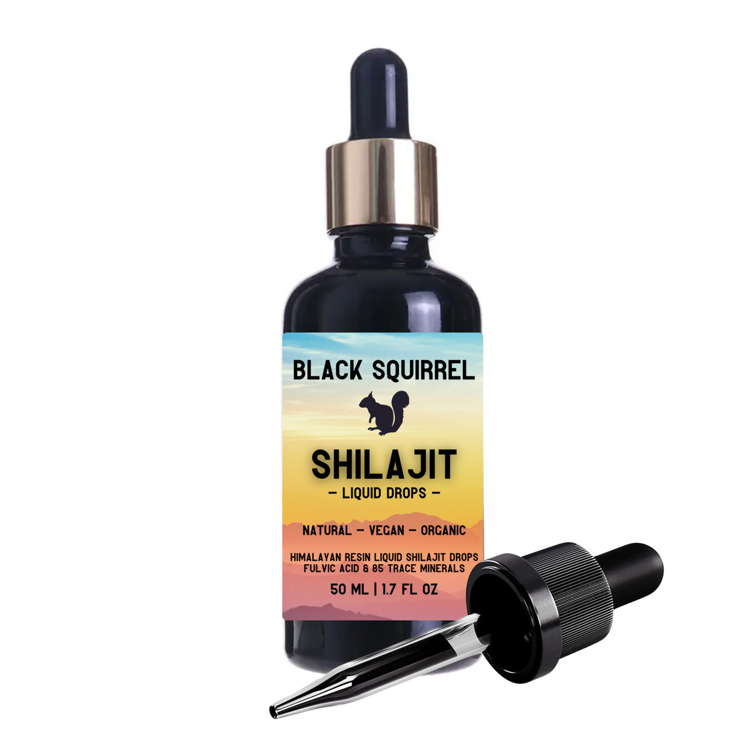 Buy Black Squirrel Shilajit. Pure, Potent, Himalayan Liquid Drops 50ml - Black Squirrel Pure Potent Shilajit. High Strength, Himalayan Liquid Drops 50ml with Dropper. Authentic, Fulvic Acid & Natural Trace Mineral Complex. Organic & Vegan. A vegan-friendly, gluten-free, non-GMO, all natural & contains no artificial ingredients. It's loaded with more than 85 essential minerals & humic / fulvic acids, it helps with altitude sickness & boosts cognitive abilities. It also reduces inflammation, strengthens the i