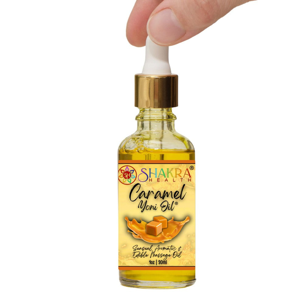 Buy Caramel Flavoured Yoni Oil. Body Massage, Lubricate, Moisturise & PH Balance - Edible Yoni Oils for him, or her, not only taste & smell great, but make egg insertion a breeze & liven up your romantic moments. Get ready to feel confident & daring together (or alone!), with the perfect blend of oils designed to stimulate, soothe, nourish & revive dry / itchy skin. Let the blend work its magic & feel alive! at Sacred Remedy Online