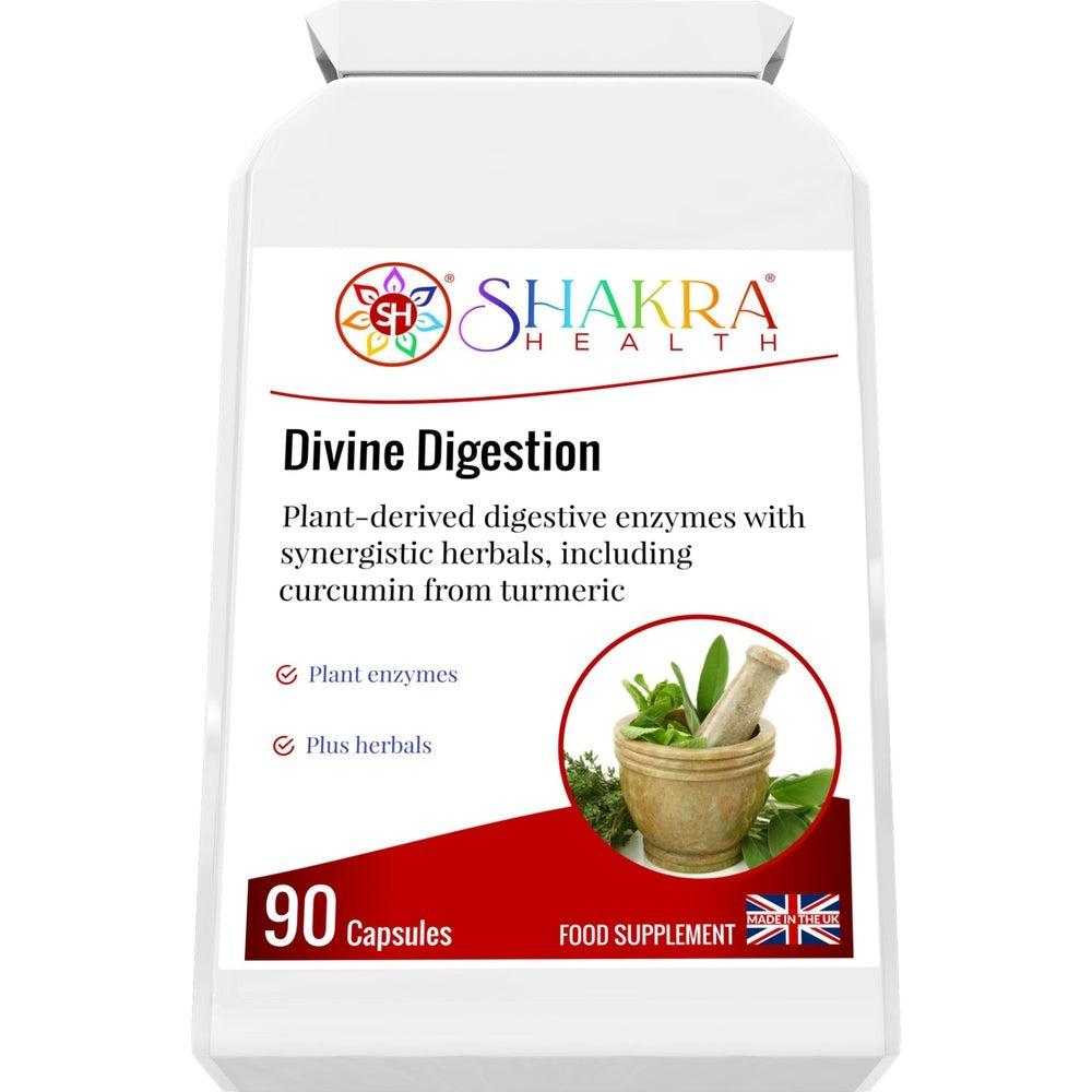 Buy Divine Digestion | Carminative, Anti-spasmodic & Gut-soothing - The digestive system is also linked to a large energy center known as the Solar Plexus chakra. This is a high-strength supplement which combines a broad spectrum range of plant-derived digestive enzymes with carminative, anti-spasmodic and gut-soothing herbs. at Sacred Remedy Online