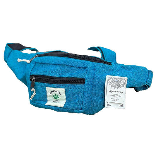 Buy Eco-Friendly Boho Hippie Style Hemp Fanny Pack Hip Waist Bag: Turquoise Blue - at Sacred Remedy Online