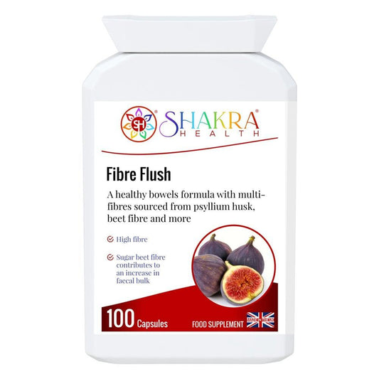 Buy Fibre Flush | Spirituality, Science & Supplements by Shakra Health - Gentle & natural constipation relief as well as other intestinal problems. A good source of soluble dietary fibre. Fibre is not absorbed by the body but passes through, adding bulk and water to stools and making them easier to pass. at Sacred Remedy Online