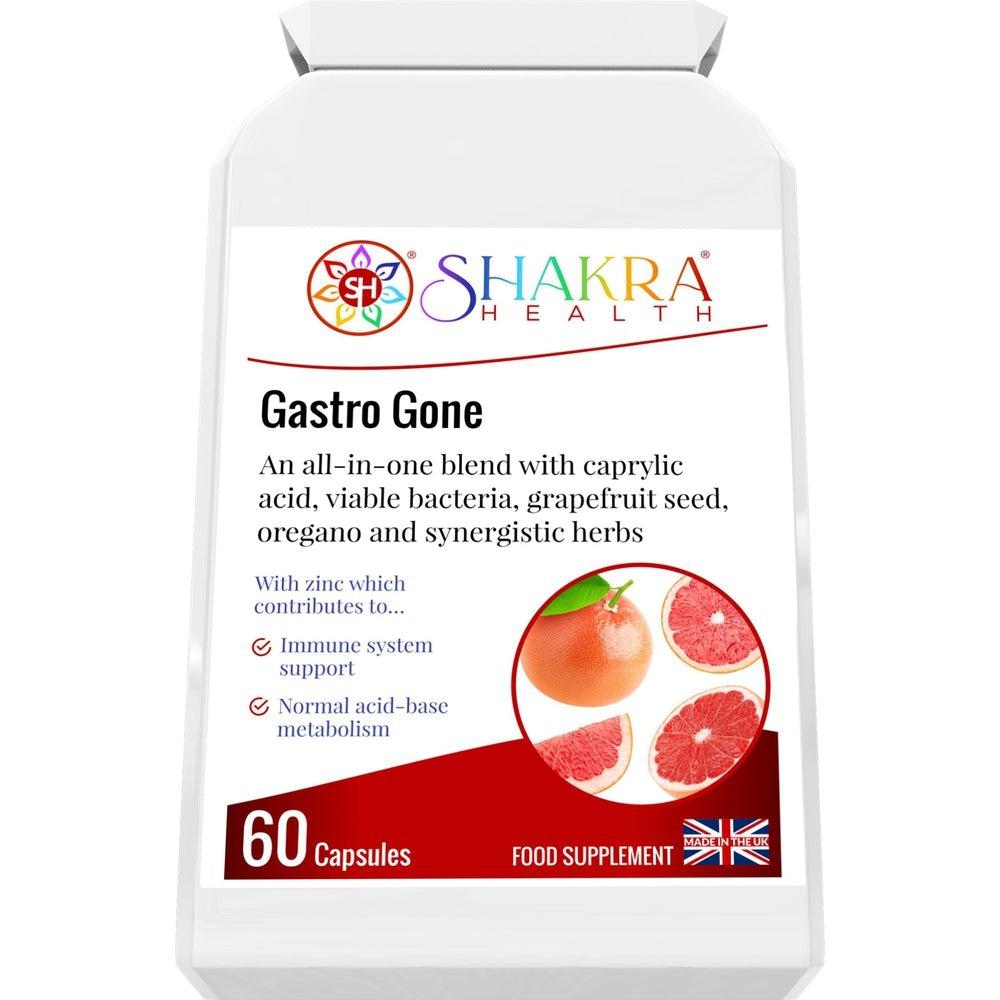 Buy Gastro Gone | Anti-Candida, Healthy Gut & Detox Supporting Formula - Gastro Gone is an all-in-one yeast balance, digestive health, cleanse and detox supplement. The unique combination of ingredients in this food supplement helps to support the correct balance of gut flora (bacteria and yeasts), along with the integrity of the gastrointestinal tract and the growth of friendly bacteria. at Sacred Remedy Online
