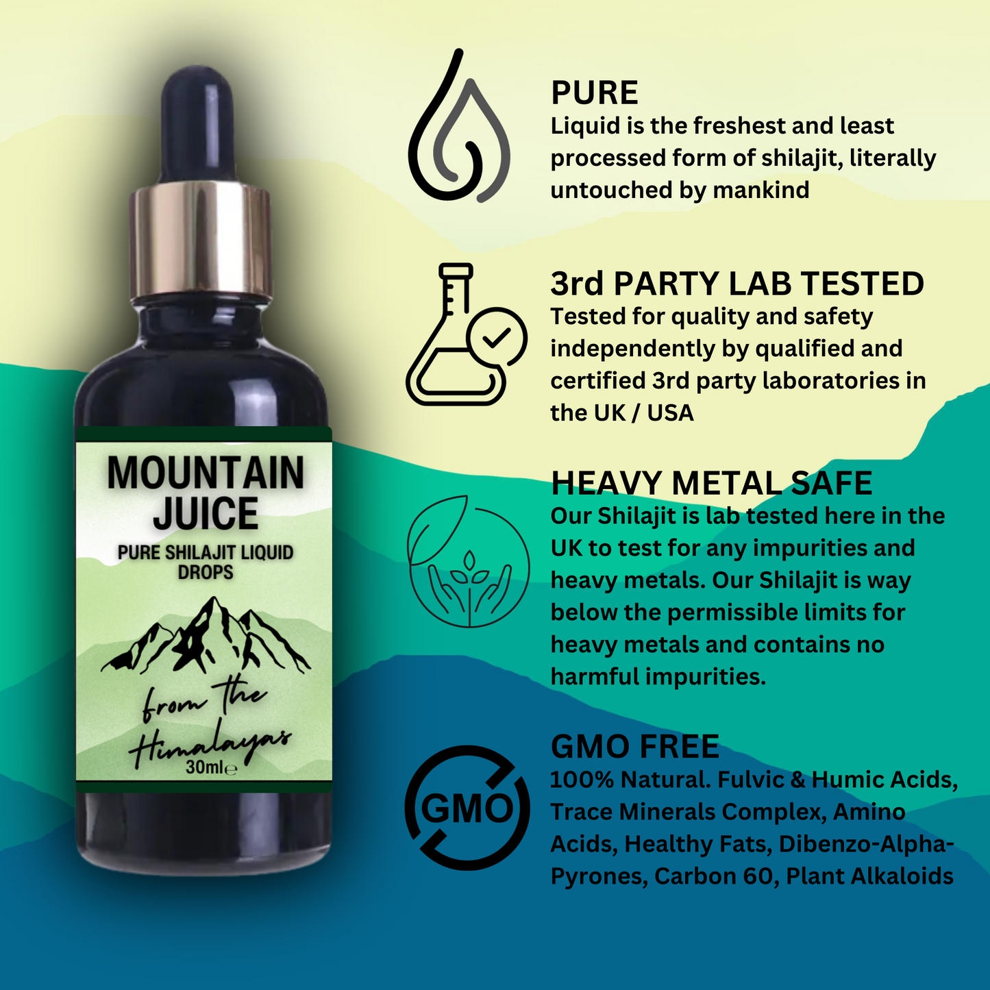 Buy Mountain Juice: Pure Shilajit 12,000mg Liquid Drops 30ml Potent Himalayan Fulvic. - Experience maximum benefits with Travel Sized Shilajit Tincture 30ml – a powerful and convenient way to tap into the age-old power of this ancient Ayurvedic substance. Packed with fulvic acid and humic acid – two natural compounds known for their potent anti-inflammatory and antioxidant properties – this tincture is your best bet to ensure a healthy, happy lifestyle. Easy to use, simply add this shilajit liquid resin to 
