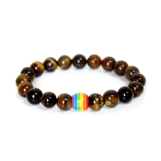 Buy Pride Stripes Natural Stone Tigers Eye Healing Energy Bracelet - at Sacred Remedy Online