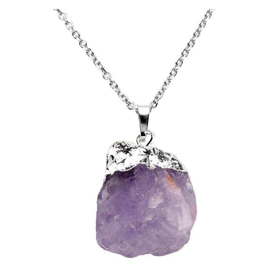 Buy Raw Amethyst Necklace Silver Plated Healing Stone - A great gift for your best friend, significant other, or anyone who enjoys handmade fine jewelry. A truly special gift that has the power to make someone feel a little more beautiful, healthy, lucky & healed. This Is 100% Natural Stone without Machining & Polishing. Each stone is unique & shapes may vary. at Sacred Remedy Online