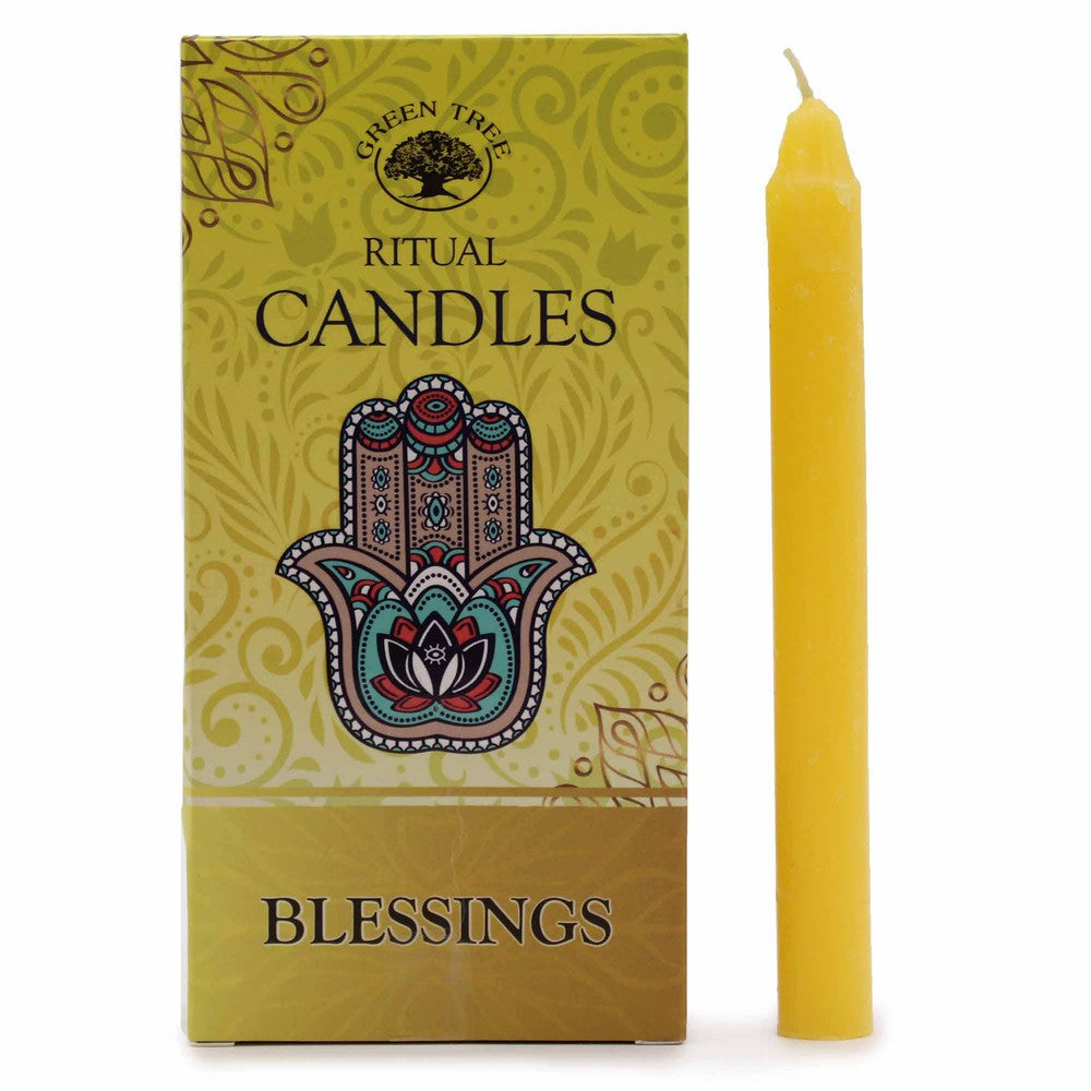 Buy Yellow Blessings [Spell Candles] Pack of 10 - Yellow candle spells don't only attract prosperity and insight; they also attract lots and lots of new friends so they're great if you're looking to make more powerful connections at work or simply widen your circle of friends. Yellow candles are often used in blessing rituals and ceremonies. at Sacred Remedy Online