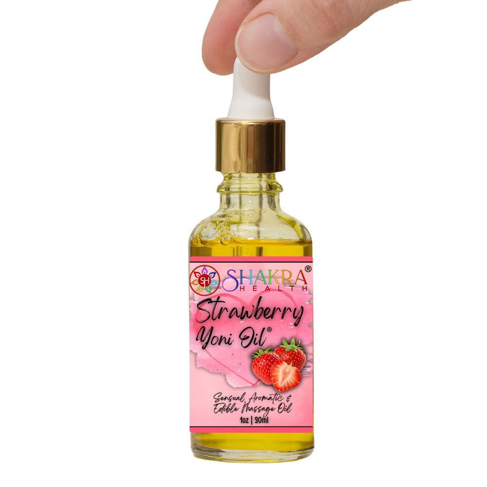Buy Strawberry Flavoured Yoni Oil. Massage, Balance PH, Scent & Hygeine - Edible Yoni Oils for him, or her, not only taste & smell great, but make egg insertion a breeze. Get ready to feel confident & daring together (or alone!), with the perfect blend of oils designed to stimulate, soothe, nourish & revive dry / itchy skin. Let the blend work its magic & feel alive! at Sacred Remedy Online