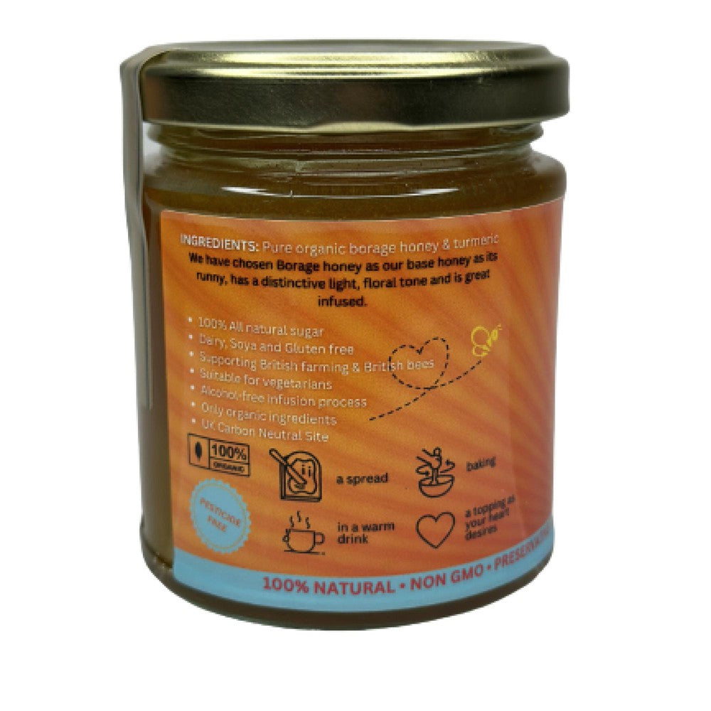 Buy Turmeric Infused Borage Honey Naturally Organic, Mild Smooth Raw - at Sacred Remedy Online
