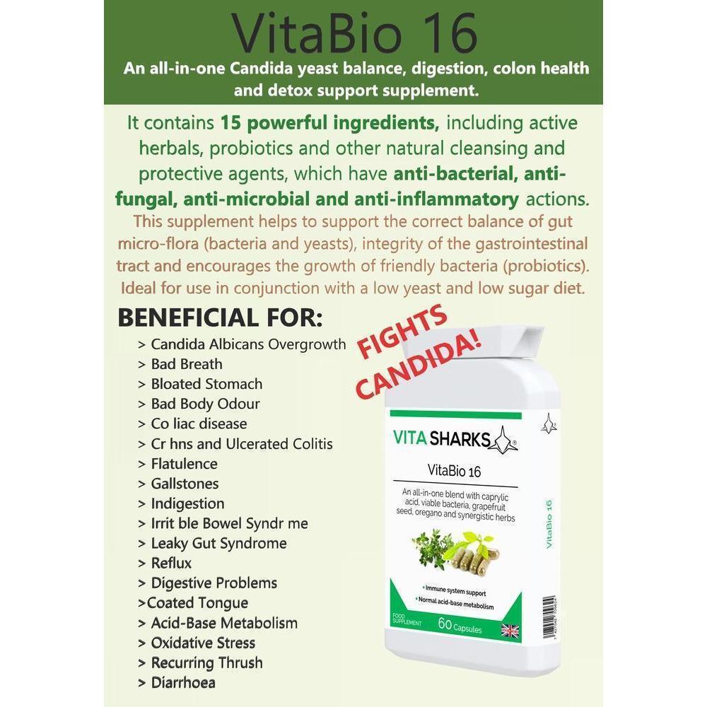 Buy VitaBio 16 | Cleanse, Detox & Immune Support - Clinical trials have shown that a course of probiotics may also help shorten the length of certain sickness such as diarrhoea, colds and flu; as well as reducing symptoms caused by food intolerances and and an irritable bowel. at Sacred Remedy Online