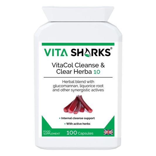 Buy VitaCol Cleanse Herba 10 | High Quality Colon Cleanser Supplement - VitaCol Cleanse Herba 10 contains a range of active herbal ingredients which may support to cleanse the intestinal tract, soften the stool, stimulate the liver and improve peristalsis. This, in turn, helps to produce bowel movements & expel layers of old encrusted mucus and faecal matter that may have accumulated over time. at Sacred Remedy Online