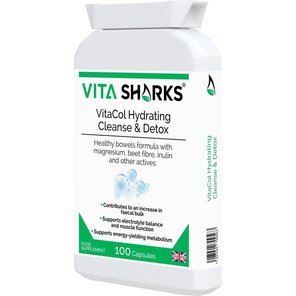 Buy VitaCol Hydrating Clense & Detox Quality UK Health Supplement - A powerful, yet gentle, non-habit forming health supplement colonics formula, with nutrients specifically selected to contribute to an increase in faecal bulk and normal bowel function. at Sacred Remedy Online
