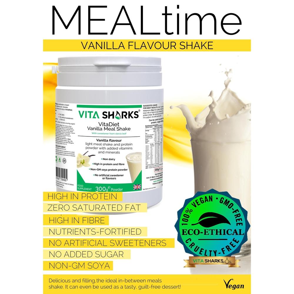 Buy VitaDiet Vanilla | Meal Replacement Shake Immune Health Supplements - Tasty filling meal shake or guilt-free dessert at just 87 calories per serving! Ideal daily shake for slimmers as part of a calorie-controlled diet. Low in fat & fortified with vitamins minerals, also containing fibre adding bulk and promoting a feeling of fullness (helping to curb the appetite). at Sacred Remedy Online