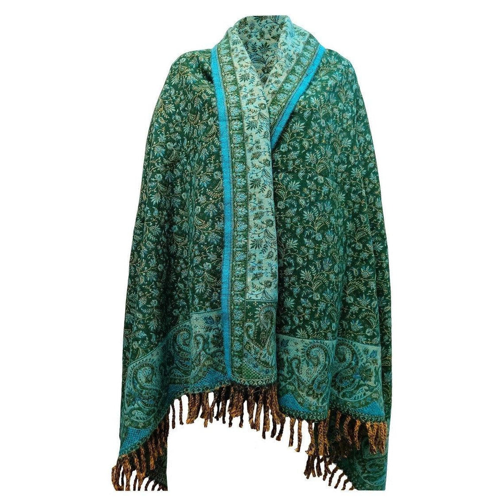 Buy Yak Wool Shawl | Very Warm Handmade Intricate Himalayan Design - Snuggle up into a soft, ultra warm & beautiful handmade Yak shawl, perfect for those chilly evenings; Hand loomed in Tibet, Nepal or India each piece is handcrafted by a tribal family pattern. This piece is fully reversible. The first pictures show the main view and the later pictures show the reverse view. Yak Wool: Yak is an animal that lives high in Himalayan mountains and is accustomed to extremely low temperatures. The down layer of w