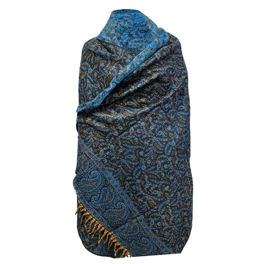 Buy Yak Wool Shawl | Very Warm Handmade Intricate Himalayan Design - Snuggle up into a soft, ultra warm & beautiful handmade Yak shawl, perfect for those chilly evenings; Hand loomed in Tibet, Nepal or India each piece is handcrafted by a tribal family pattern. This piece is fully reversible. The first pictures show the main view and the later pictures show the reverse view. Yak Wool: Yak is an animal that lives high in Himalayan mountains and is accustomed to extremely low temperatures. The down layer of w