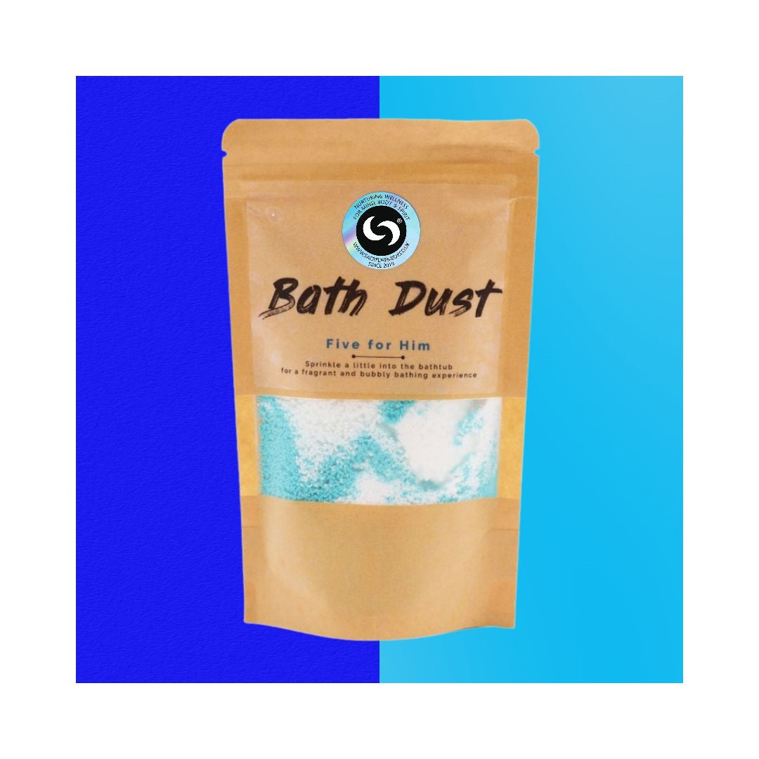 Buy Five for Him Bath Dust. A Luxury Bath Bomb Experience For Men. - Introducing Five for Him - the perfect addition to any man's bath routine. This bath dust, specially designed for men, will leave you feeling refreshed, rejuvenated, and ready to take on the day. (No more borrowing your partner's products!) Treat yourself to a Five for Him experience today. at Sacred Remedy Online