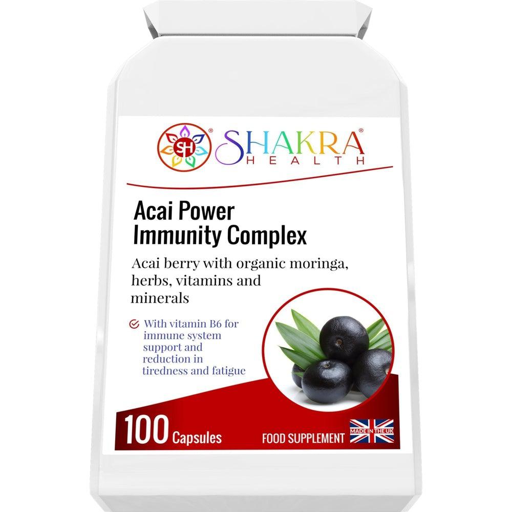 Buy Acai Power Immunity Complex for Third-Eye Chakra Health Supplements - A berry with a strong purple colour that harnesses proactive energy, Acai helps you clear negative thoughts and transform them into love. When you focus on love, you realise that anything is possible and begin to attract miracles. We call them ‘superfoods’ because they have so many incredible healing properties. at Sacred Remedy Online
