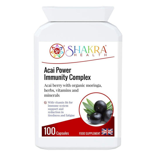 Buy Acai Power Immunity Complex for Third-Eye Chakra | Shakra Health at SacredRemedy.co.uk. Looking for quality Supplement? We stock Shakra Health Supplements: A berry with a strong purple colour that harnesses proactive energy, Acai helps you clear negative thoughts and transform them into love. When you focus on love, you realise that anything is possible and begin to attract miracles. We call them ‘superfoods’ because they have so many incredible healing properties.