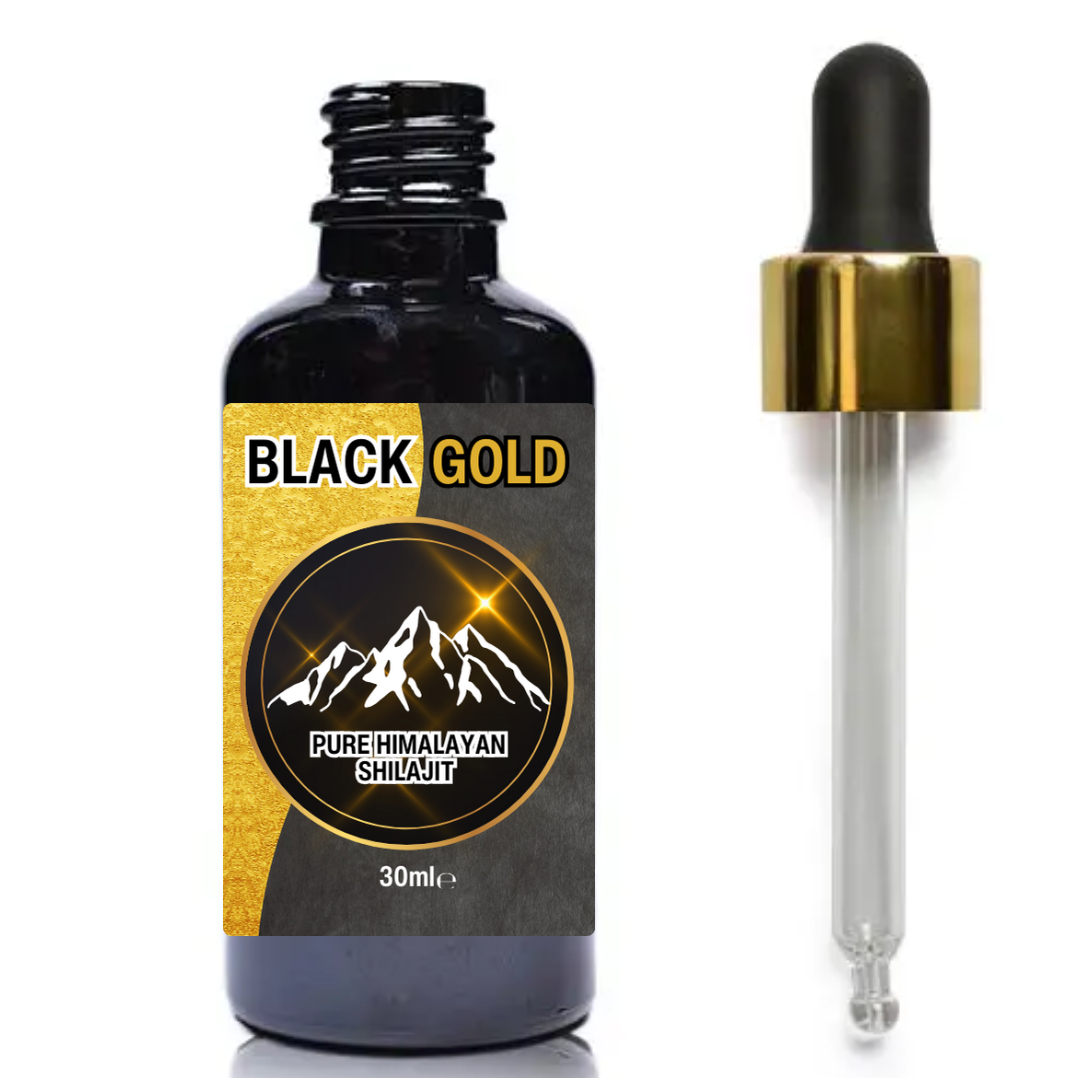 Buy Black Gold Himalayan Shilajit Liquid Drops [30ml] Maximum Potency - Premium fulvic acid & trace mineral food supplement. 100% Pure Extract; No fillers, No Binders, No Flow Agents. You can trust Black Gold Himalayan Shilajit, slightly higher in price than others on the market, because it is harvested ONLY at altitudes of 16,000ft or more in the HIMALAYAN mountains (Unlike cheaper alternatives which are from Siberia or Bhutan). Our product is so pure and potent you only need 2-3 drops daily and you'll sta