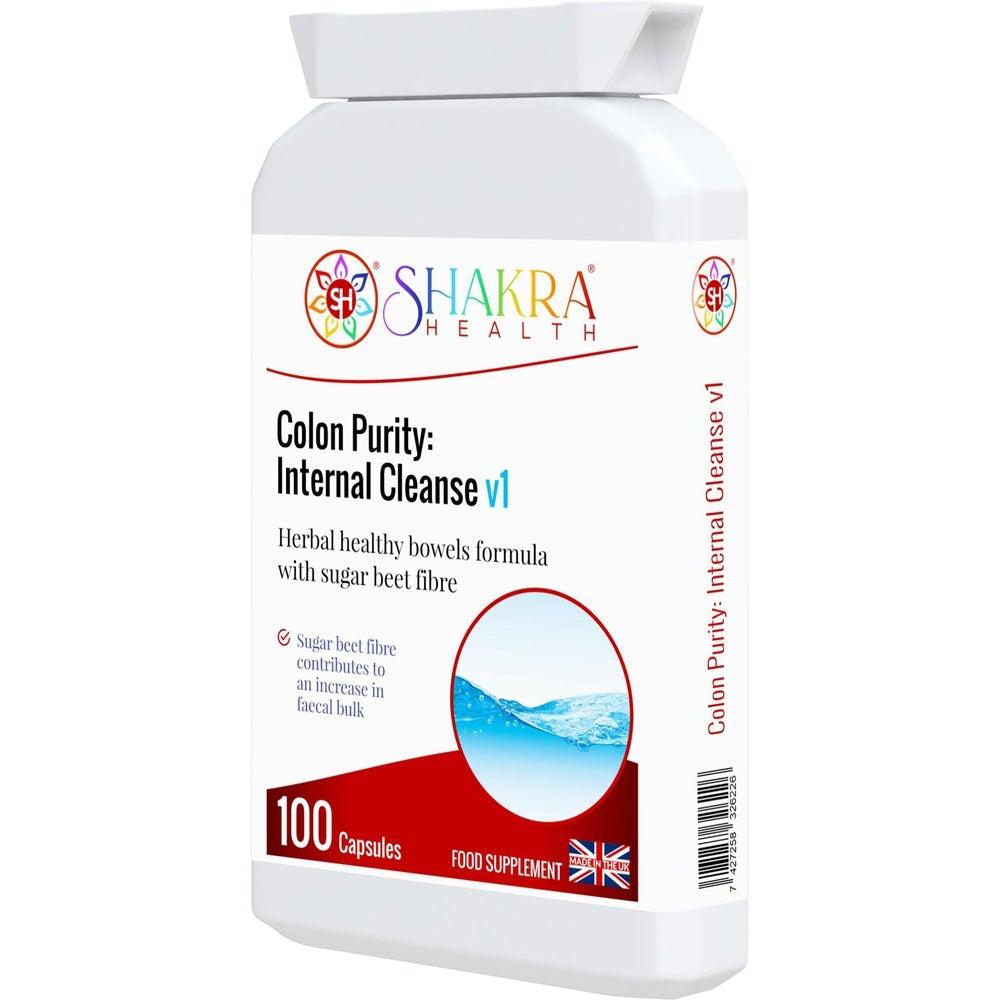 Buy Colon Purity: Internal Cleanse v1 by Shakra Health Supplements - Regular colon cleansing is such an important part of a healthier you. The sugar beet fibre in this formula, in particular, contributes to an increase in faecal bulk in two ways: the insoluble components of the fibre increase faecal bulk by absorbing water in the large intestine, while the soluble components are fermented by bacteria in the large intestine leading to an increase in bacterial mass. They also act to gently cleanse, stimulate 