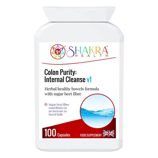 Buy Colon Purity: Internal Cleanse v1 | Shakra Health at SacredRemedy.co.uk. Looking for quality Supplement? We stock Shakra Health Supplements: Regular colon cleansing is such an important part of a healthier you. The sugar beet fibre in this formula, in particular, contributes to an increase in faecal bulk in two ways: the insoluble components of the fibre increase faecal bulk by absorbing water in the large intestine, while the soluble components are fermented by bacteria in the large intestine leading t