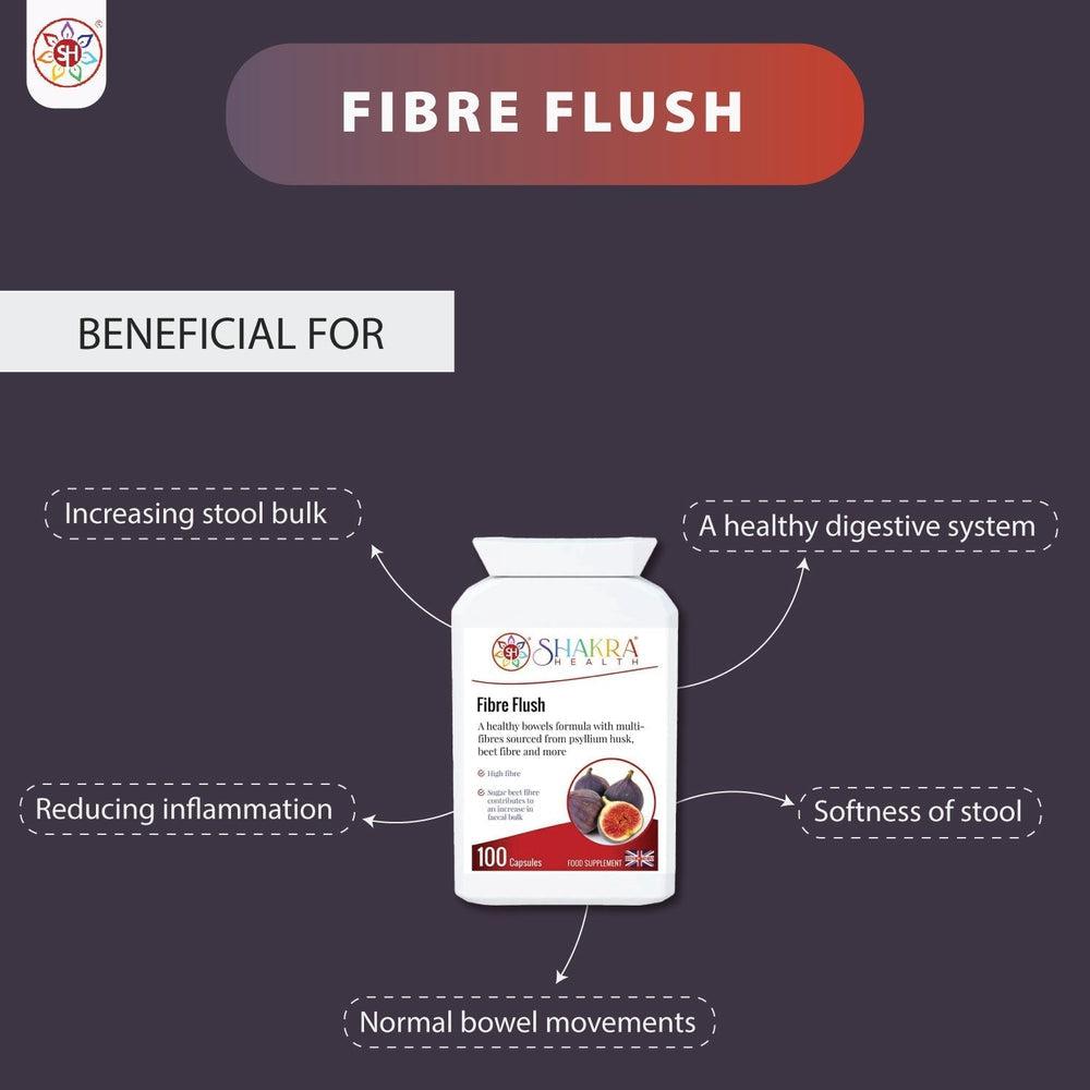 Buy Fibre Flush | Spirituality, Science & Supplements | Shakra Health at SacredRemedy.co.uk. Looking for quality Supplement? We stock Shakra Health Supplements: Gentle & natural constipation relief as well as other intestinal problems. A good source of soluble dietary fibre. Fibre is not absorbed by the body but passes through, adding bulk and water to stools and making them easier to pass.