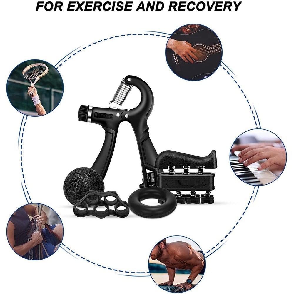 Buy Grip Strength Trainer - 5 Piece Workout Kit | Stroke Recovery Aid at SacredRemedy.co.uk. Looking for quality Equipment? We stock Sacred Remedy: Great for stroke rehabilitation and recovery. The 5 piece hand grip strengthener set targets different hand muscle groups, improves finger and hand strength and dexterity for better performance. Helping with daily exercise of hand muscles this strengthener will leave you feeling a noticeable improvement of your hand, post wrist injuries, arthritis, carpal tunnel