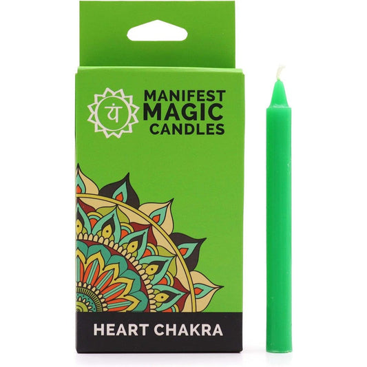 Buy Heart Chakra: Abundance. 12 Green Manifestation Candles for Spells & Meditation - at Sacred Remedy Online