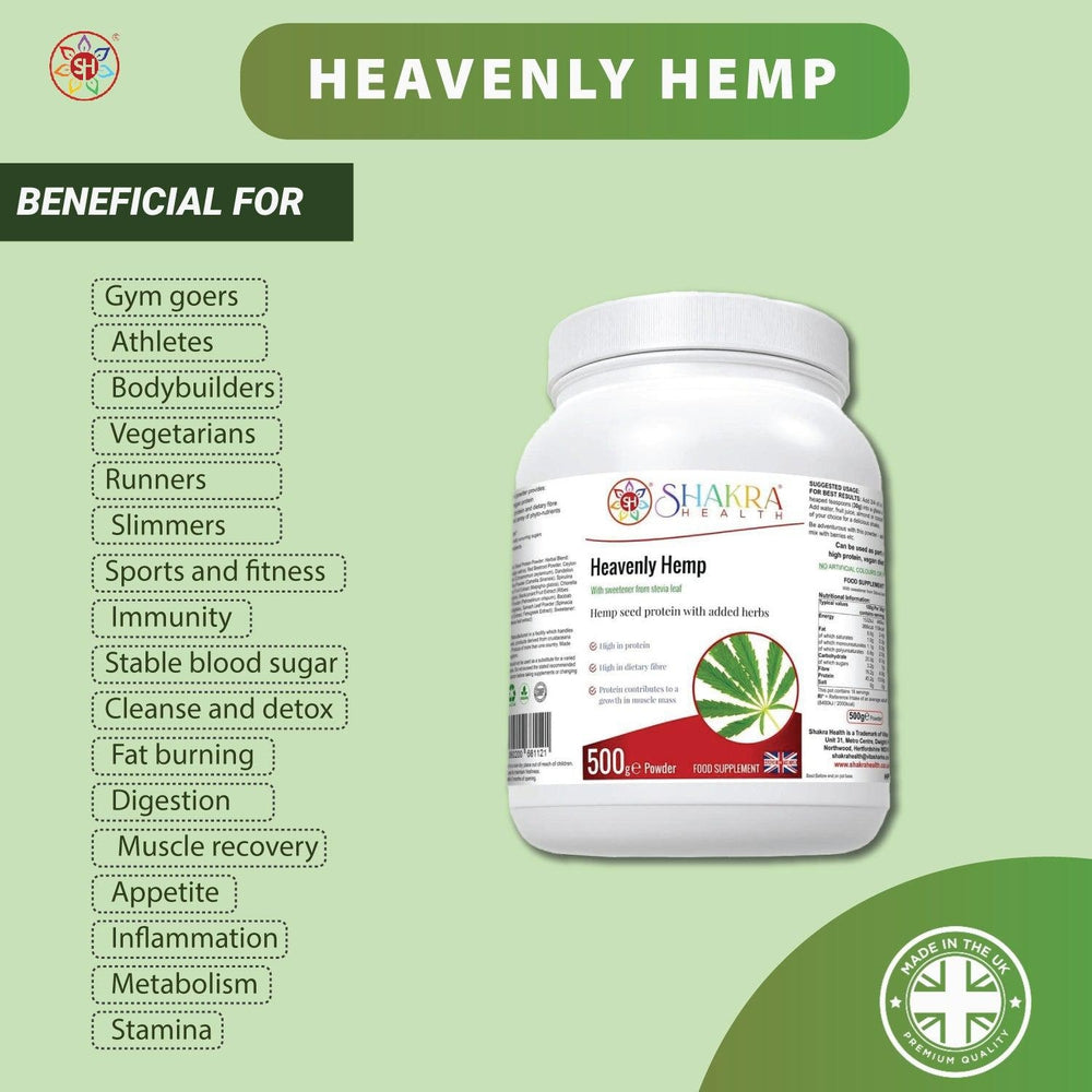 Buy Heavenly Hemp | Protein powder PLUS added superfoods - Hemp Seed opens our cells to cosmic interconnectivity If there were one food designed to help elevate us into the higher paradigm then hemp would be it. Heavenly Hemp is one of the best protein sources for people on a plant-based diet. at Sacred Remedy Online