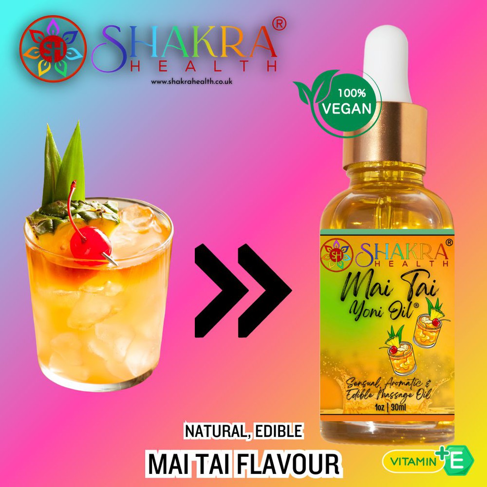 Buy Mai-Tai Flavoured Yoni Oil. Massage, Balance PH, Lubricate, Moisturise - Edible Yoni Oils for him, or her, not only taste & smell great, but make egg insertion a breeze & liven up your romantic moments. Get ready to feel confident & daring together (or alone!), with the perfect blend of oils designed to stimulate, soothe, nourish & revive dry / itchy skin. Let the blend work its magic & feel alive! at Sacred Remedy Online