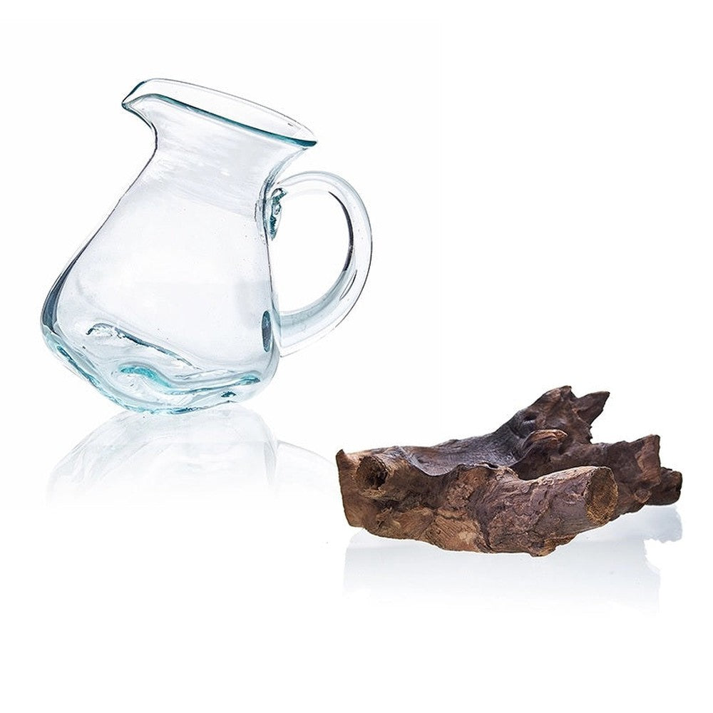 Buy Molten Glass on Wood Pitcher Jug. Removeable Decanter, Serving Carafe at SacredRemedy.co.uk. Looking for quality Home Living? We stock Shakra Health: Crafted by hand in Bali from recycled glass and Balinese Gamal wood. Each piece is entirely unique, the wood is natural, the glass is handblown. This stunning, molten art Water Jug brings the best of two worlds together: natural and man-made; earthy and chic; practical and spiritual.
