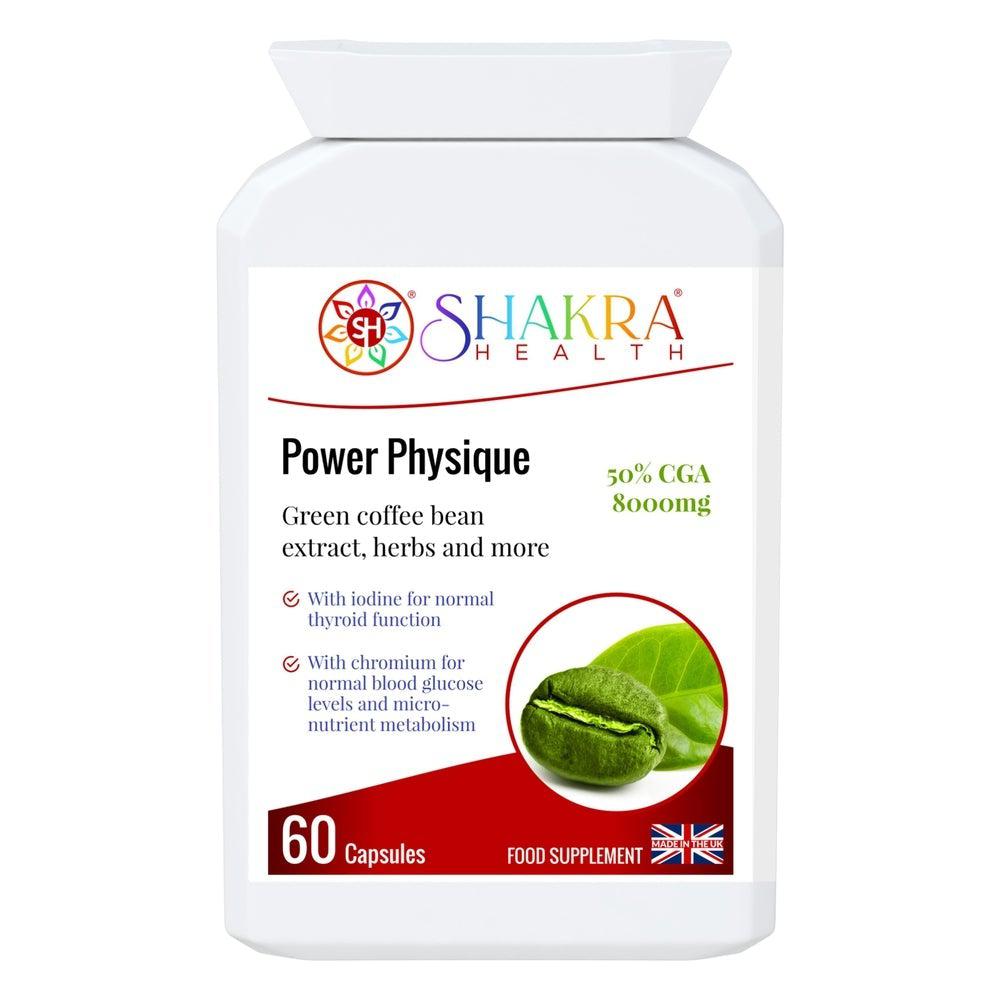 Buy Power Physique | Unique High Strength SIimming & Energy Formula at SacredRemedy.co.uk. Looking for quality Supplement? We stock Shakra Health Supplements: A high-strength, natural sIimming formula. It contains green coffee bean (8000mg) derived from "raw" unroasted coffee beans and provides 50% chlorogenic acid (CGA). Supports appetite control, reduces cravings, increases fat burning and thereby promotes weight reduction.
