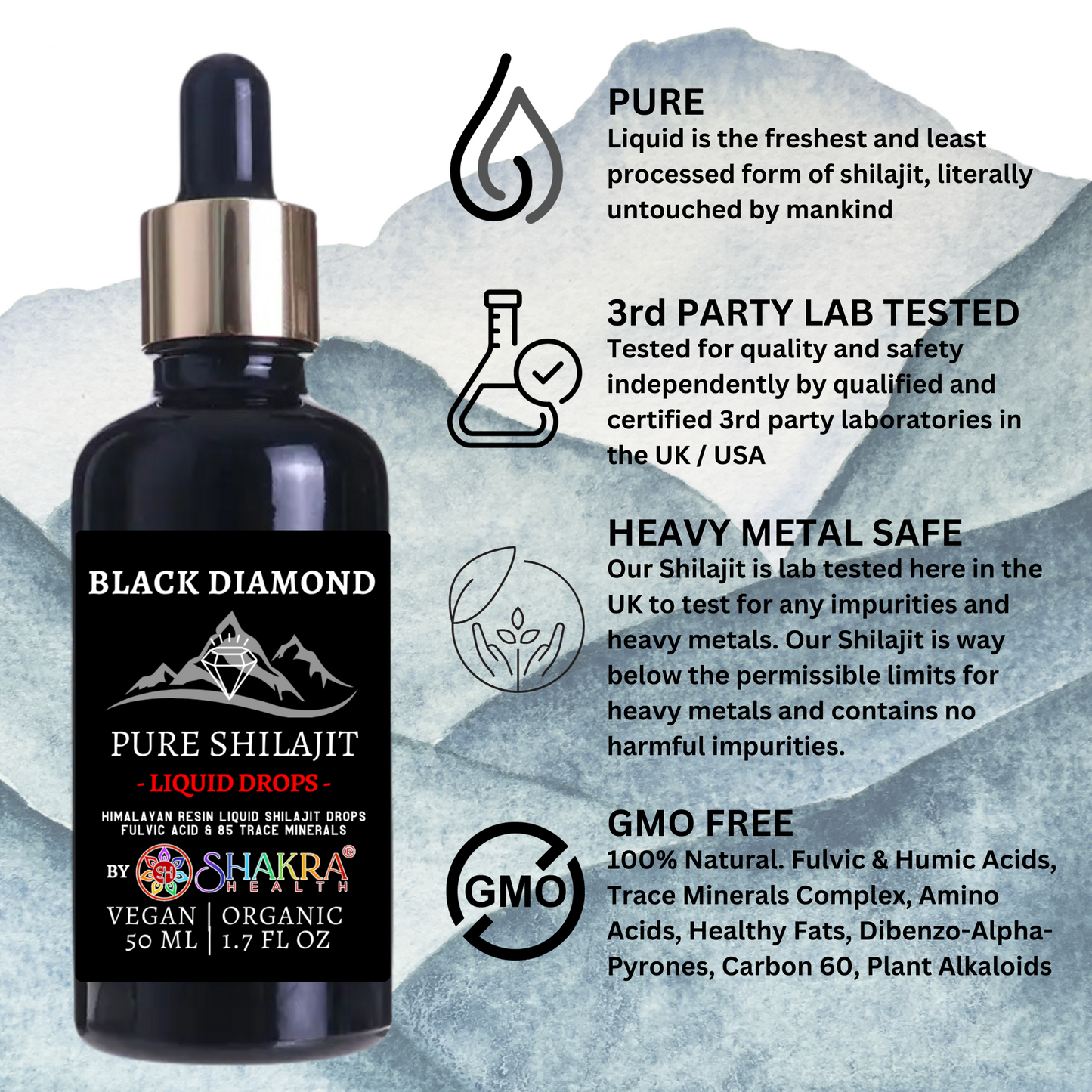 Buy Pure Himalayan Shilajit Natural Trace Minerals & Fulvic Acid Complex - Liquid Himalayan Shilajit is a potent and very safe dietary supplement, restoring the energetic balance and potentially able to prevent several diseases. The wide range of minerals and compounds found in shilajit may also help fight off viruses. at Sacred Remedy Online