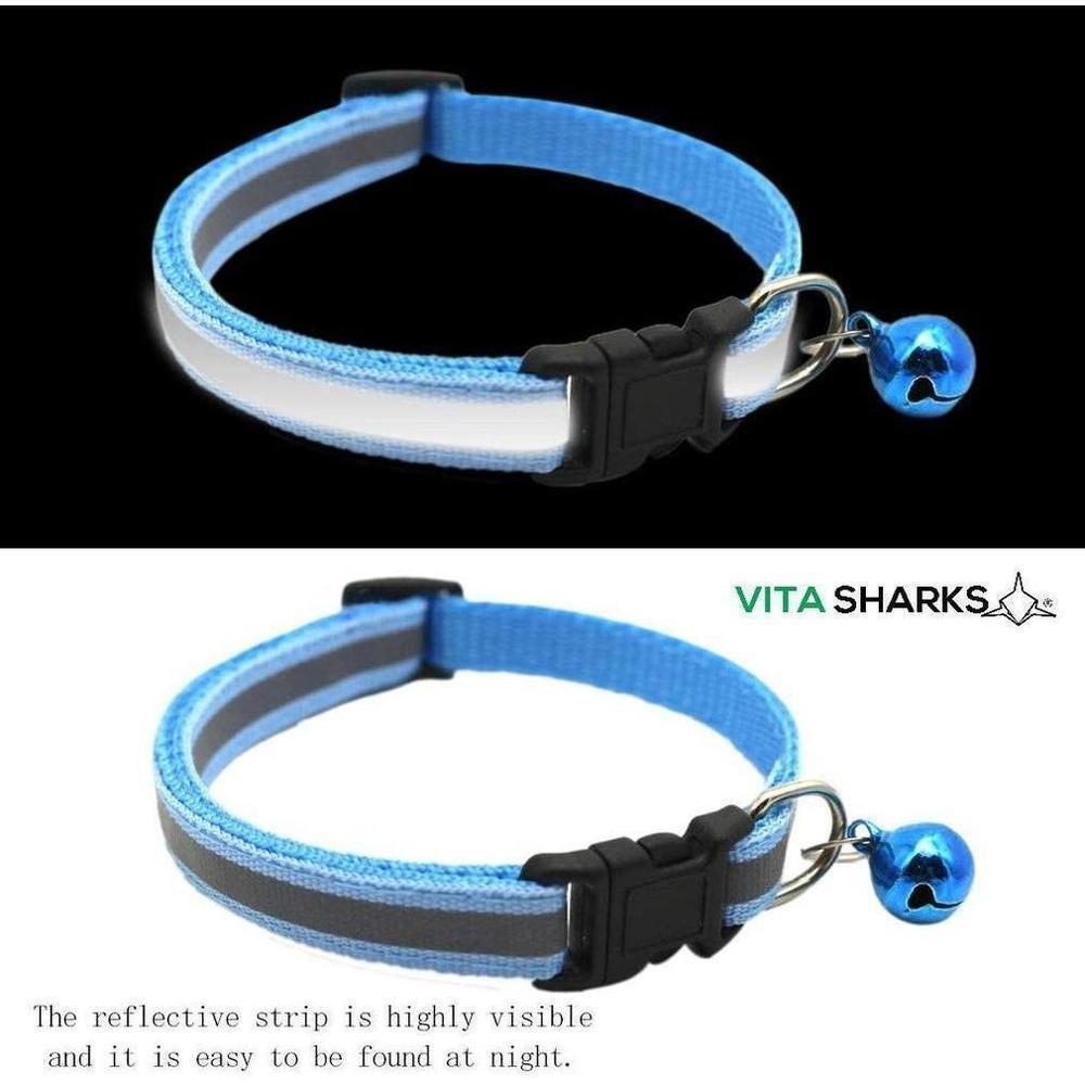 Buy Reflective Small Animal / Kitten / Cat / Puppy Collar with Bell - The gloss reflective collar ensures that your pet is seen in the dark with car headlights. Designed with safety in mind it incorporates a break away buckle to enable your animal to get free if caught on an object. at Sacred Remedy Online