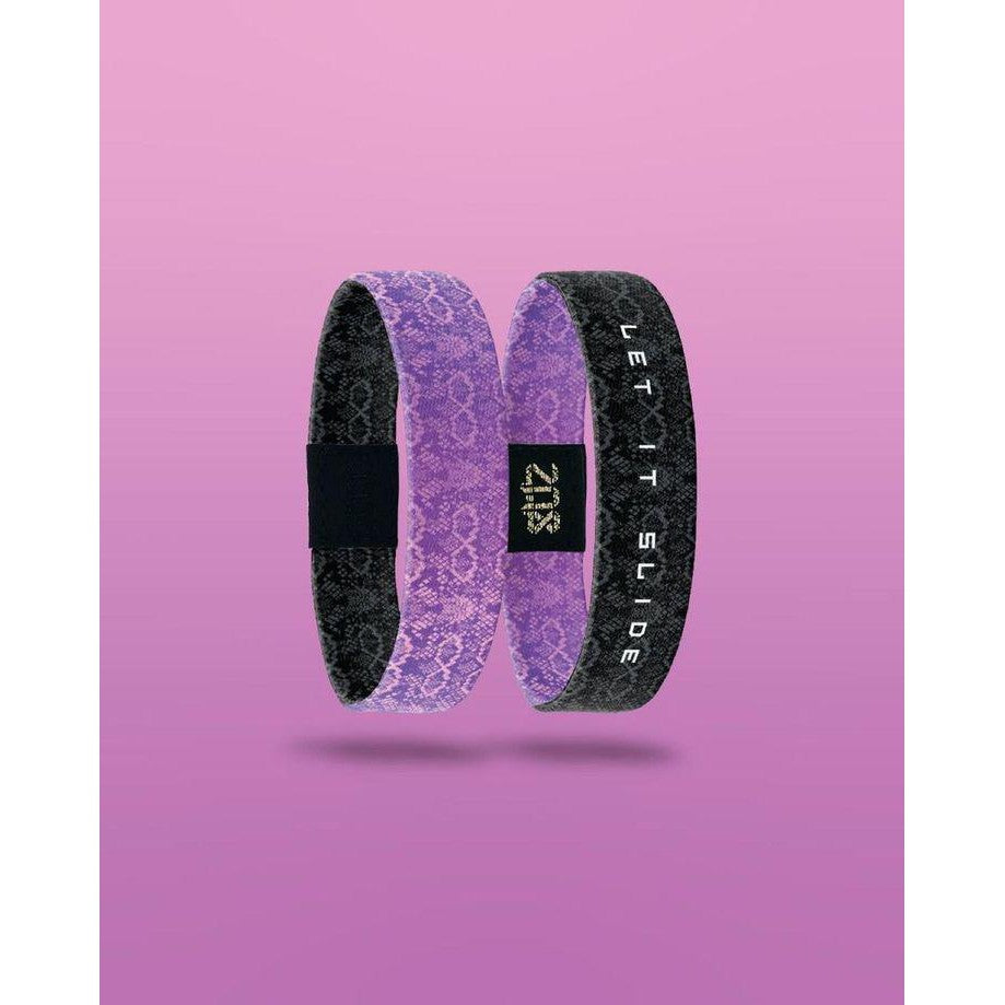 Buy Let it Slide - Inspirational Collectors Bracelet ZOX LA - Reversible wrist band with a “Don’t let it get to you message” on the flip side, that can be worn either way, this universal bracelet is made of durable stretchy elastic, and is a size Medium. 85% of people find the size medium fits best. Zox Wristband "Let it Slide" Elastic Limited Edition Bracelet. at Sacred Remedy Online