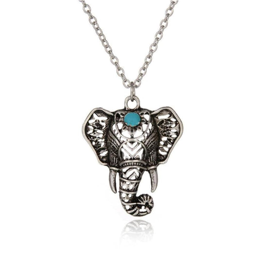 Buy Rustic Elephant Silver Necklace & Blue Stone | Jewelery Gifts - at Sacred Remedy Online