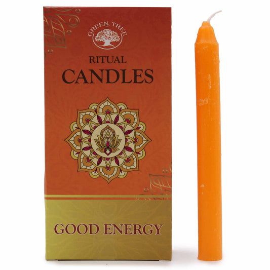 Buy Orange Good Energy [Spell Candles] Pack of 10 - Pack of 10 orange spell candles for use with rituals to attract confidence, ambition & creativity. Often used in various rituals and ceremonies, due to the good energy associated with them, can be used to manifest joy, happiness, enthusiasm, creativity & to develop spiritual and emotional maturity. at Sacred Remedy Online