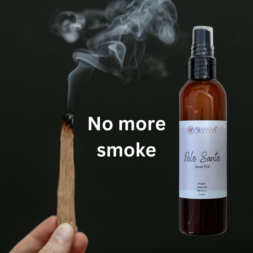 Buy Sacred Mist Palo Santo Smudge Spray (Holy Wood) Liquid Incense - Sensitive to smoke? We have the answer.. Palo Santo Smoke Free Smudge Spray to Purify + Protect Cleanse & Protect mist spray, because it's not always appropriate to use a true burning smoke smudge, whether it's a location where naked flames would be dangerous or not permitted, being around people who are sensitive to smoke in the air or simply due to time limitations. Our mist spray smudge is a use anywhere alternative to traditional smoke