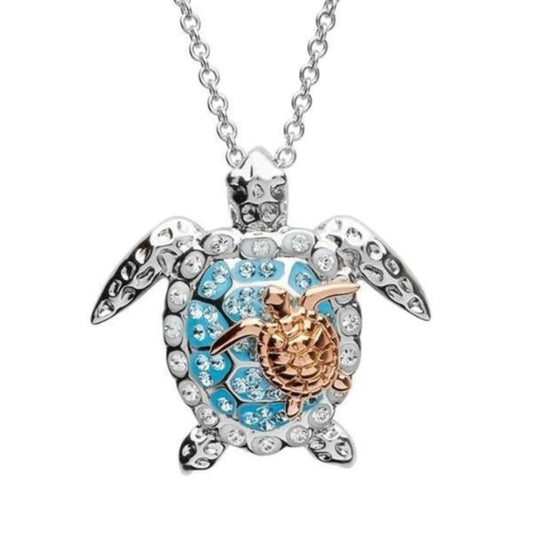Buy Sea Turtle & Baby Necklace | Bling Gift Silver Jewelery | Vita Sharks at SacredRemedy.co.uk. Looking for quality Jewellery? We stock Sacred Remedy: 