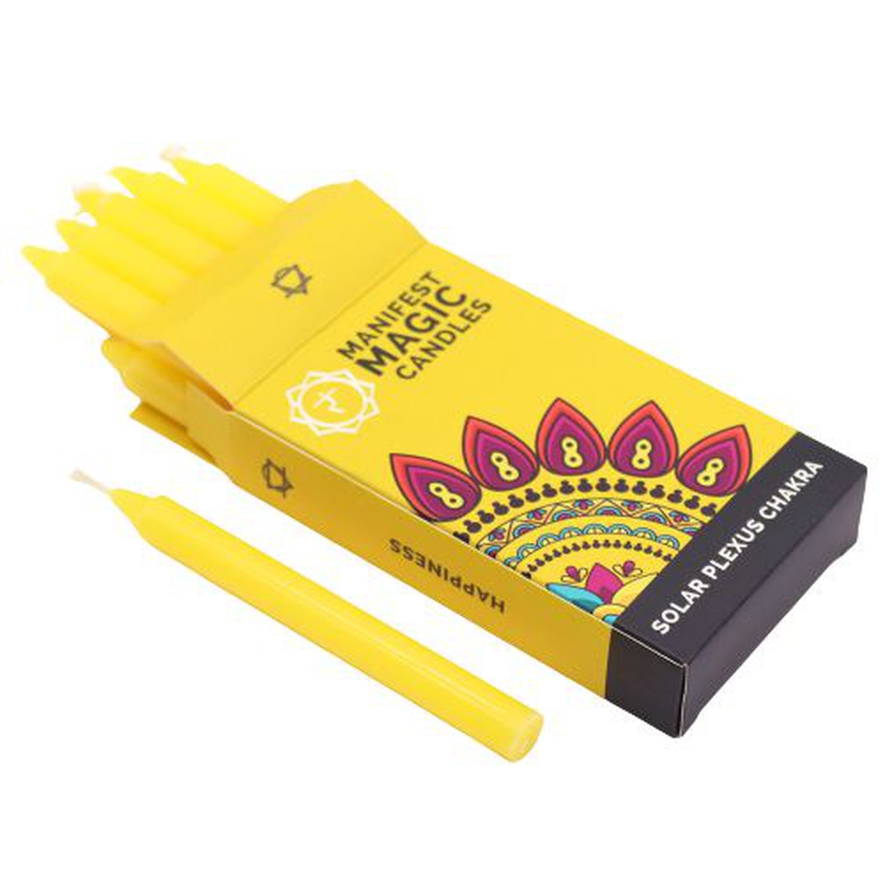 Buy Solar Plexus Chakra: Happiness. 12 Yellow Manifestation Candles for Spells & Meditation - at Sacred Remedy Online