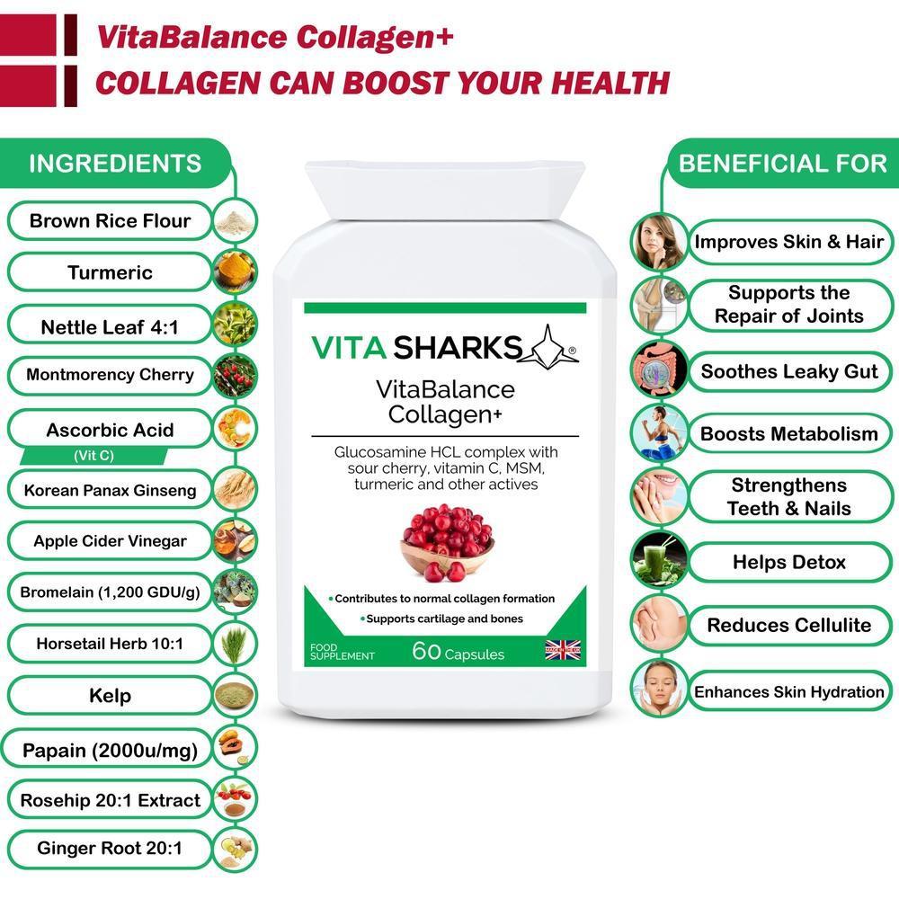 Buy VitaBalance Collagen+ | Hair, Skin, Nails, Bones & Joint Support - VitaBalance Collagen+ is a health supplement for joint, collagen, bone, cartilage & an all-round flexibility support formula, which contains a special blend of food-based & herbal ingredients. Not many people think about nourishing their skeleton. Find out why you should. at Sacred Remedy Online