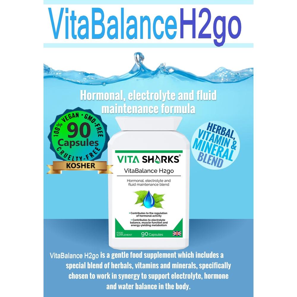 Buy VitaBalance H2go | Fluid Retention & Immune Support Supplement - A gentle, effective and bioavailable combination of concentrated herbals, vits & other nutrients, designed to support healthy fluid levels in the body & to relieve the symptoms of mild water retention. A natural supplement which facilitates natural weight reduction by eliminating excessive water retention (bodily fluid) in the body. at Sacred Remedy Online