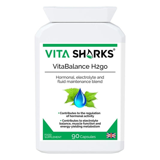 Buy VitaBalance H2go | Fluid Retention & Immune Support Supplement at SacredRemedy.co.uk. Looking for quality Supplement? We stock Vita Sharks Supplements: A gentle, effective and bioavailable combination of concentrated herbals, vits & other nutrients, designed to support healthy fluid levels in the body & to relieve the symptoms of mild water retention. A natural supplement which facilitates natural weight reduction by eliminating excessive water retention (bodily fluid) in the body.