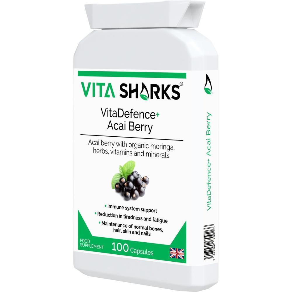 Buy VitaDefence+ Acai Berry | Potent Immune Health Vitamin - Rich in Vitamins, Minerals, Phyto-Nutrients & Polyphenols; all-round support for energy, immunity, health and vitality. Protection against free radical damage, support for Bones, Skin, hair and nails. Beneficial for; Weight loss Inflammation, Blood sugar levels, Cholesterol levels & Protection against premature ageing. at Sacred Remedy Online