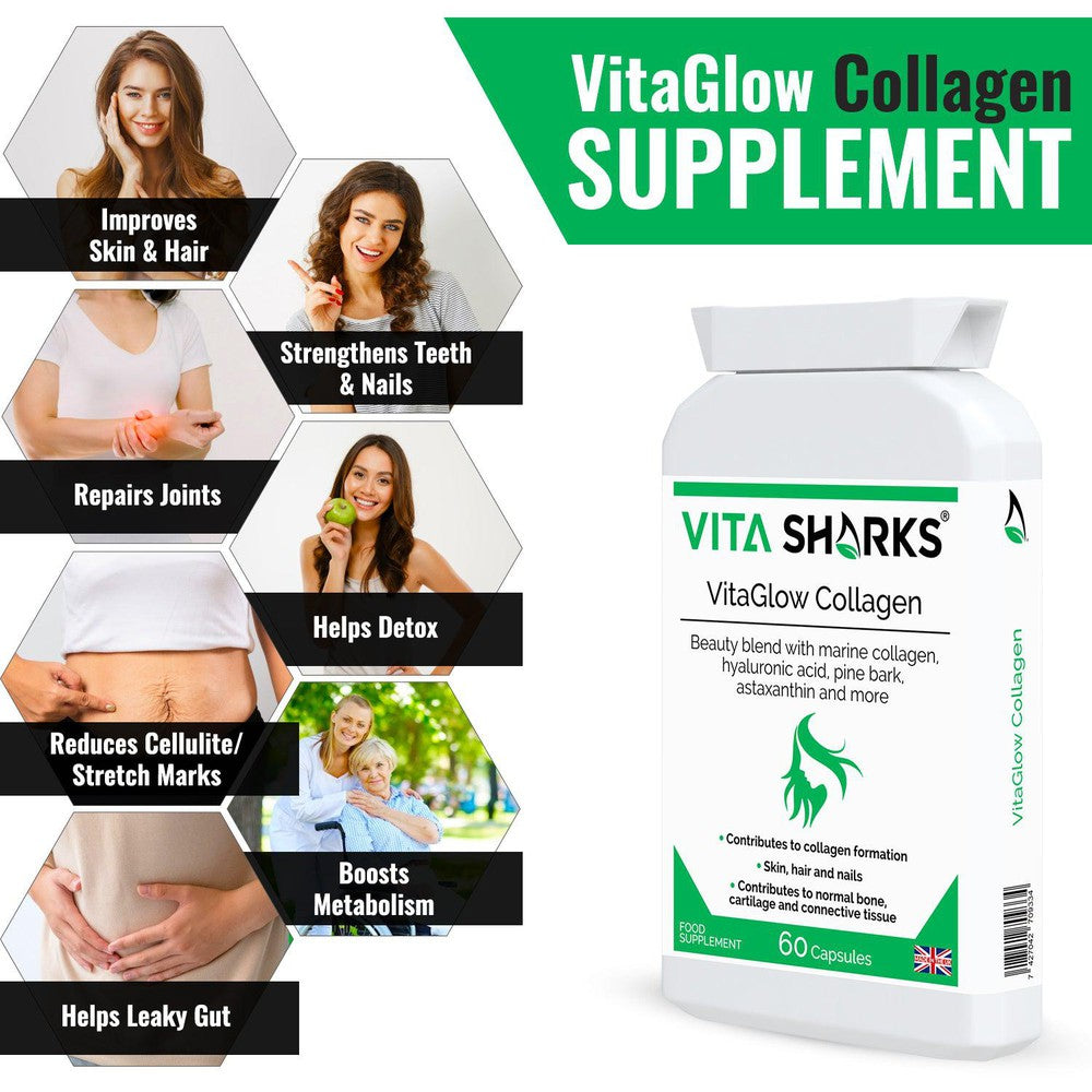 Buy VitaGlow Collagen | High Quality Supplements - This health supplement is more than just collagen. It contains a tailored combination of marine collagen, as well as a clever vitamin, mineral, herbal and nutrient complex that is designed to work from within to help protect the body on a cellular level against ageing and oxidative stress. at Sacred Remedy Online