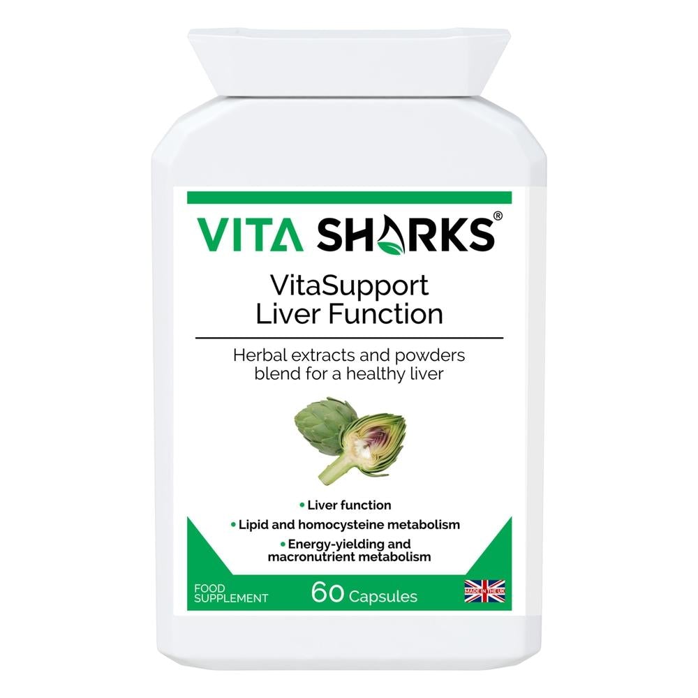 Buy VitaSupport Liver Function | High Quality UK Health Supplements at SacredRemedy.co.uk. Looking for quality Supplement? We stock Vita Sharks Supplements: Designed to support detoxification, particularly during periods of over-indulgence in food, alcohol or smoking. The health supplement helps to cleanse a congested liver & gallbladder supporting cell repair & protection. Formulated to stimulate, flush, cleanse & protect these two important organs.